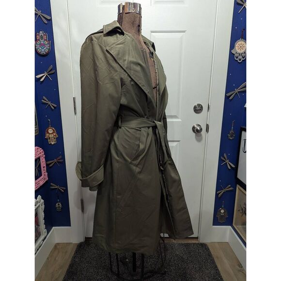 18W Olive Green Trench Coat w/ Detachable Hood! - Picture 9 of 14